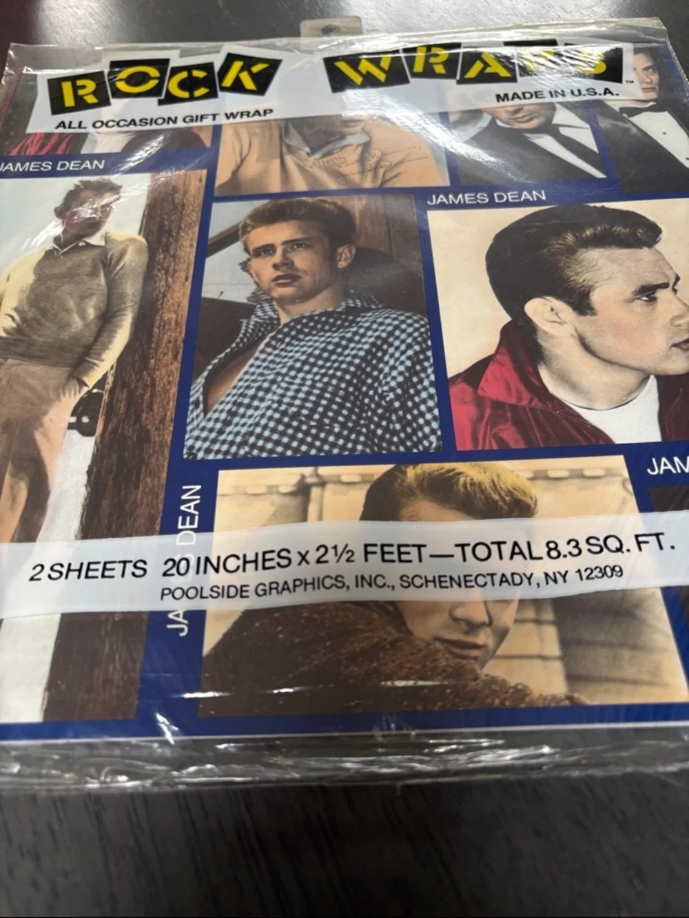 Rock Wraps - James Dean - Wrapping Paper Gift Wrap NWT.  RARE